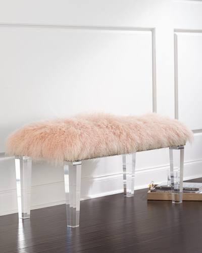 Massoud Kirabelle Sheepskin Bench, 40" In Neutral