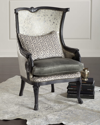 Massoud Tina Hair Hide Wing Chair In Beige
