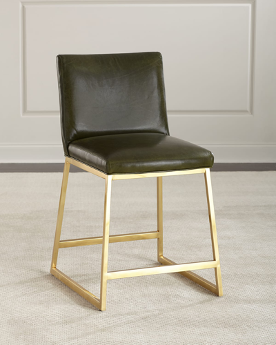 Massoud Reza Brass Counter Stool In Green