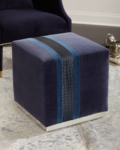 Massoud Leo Colorblock Ottoman In Blue