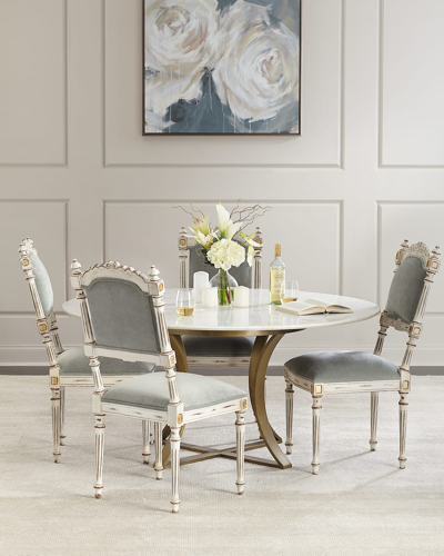 Peninsula Home Collection Angelette Velvet Dining Side Chair In Light Blue/cream