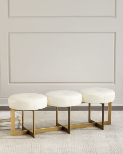 John-richard Collection Leather Button Bench In White