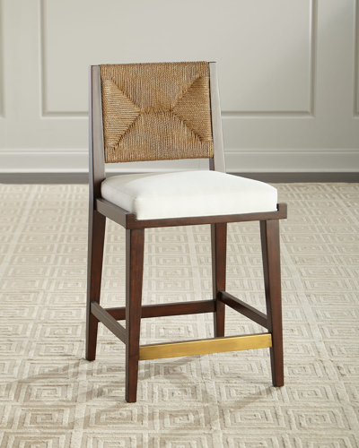 Palecek Gabby Upholstered And Jute Counter Stool In Brown