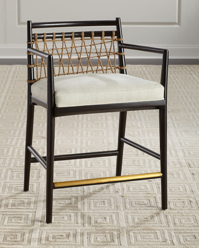 Palecek Pratt Counter Stool 24" In Black/ivory