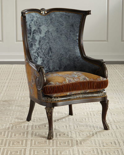 Massoud Dominick Wing Chair In Brown