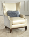 Massoud Akissa Leather Wing Chair In Beige
