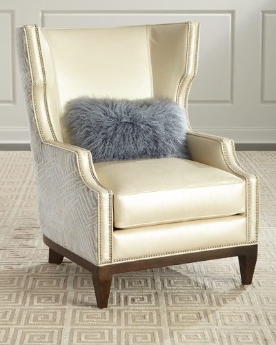 Massoud Akissa Leather Wing Chair In Beige