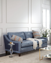 Massoud Jaylin Leather Sofa 84" In Blue