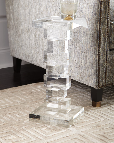 John-richard Collection Petite Duchess Crystal Cube Side Table In White
