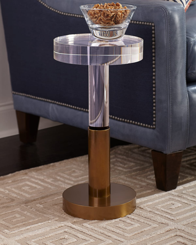 John-richard Collection Crystal And Brass Martini Side Table In White