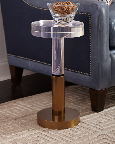 John-richard Collection Crystal And Brass Martini Side Table In Clear