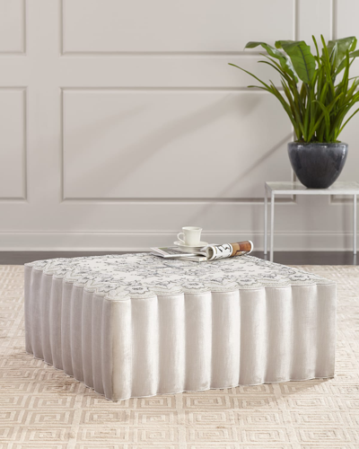 Haute House Beaded Velvet Square Ottoman In Silver
