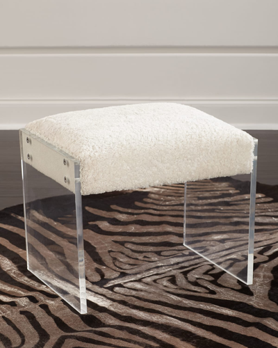 Interlude Home Wallis Shearling Stool In Ivory