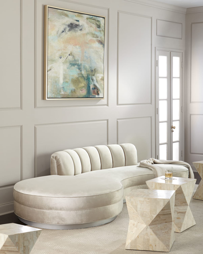 Haute House Layla Channel Tufted Curved Sofa 121" In Silver