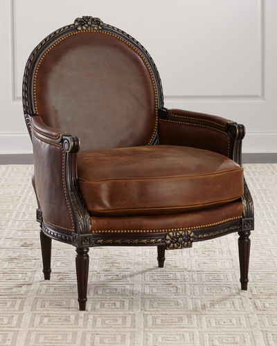 Massoud Markel Leather Bergere Chair In Brown