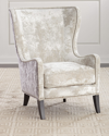 Massoud Shimmer Branch Wing Chair In Silver