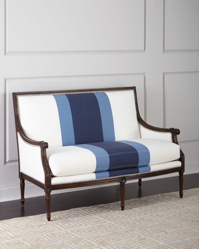 Massoud Lapis Colorblock Settee In White/blue