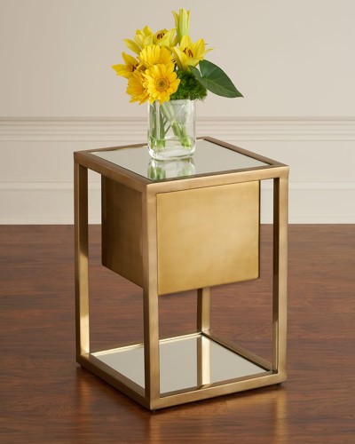 Global Views Gladstone Pedestal Side Table In Gold