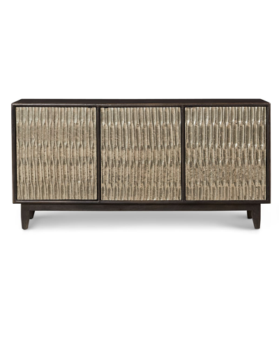 Hooker Furniture Shimmer Three-door Entertainment Console In Silver/dark Brown