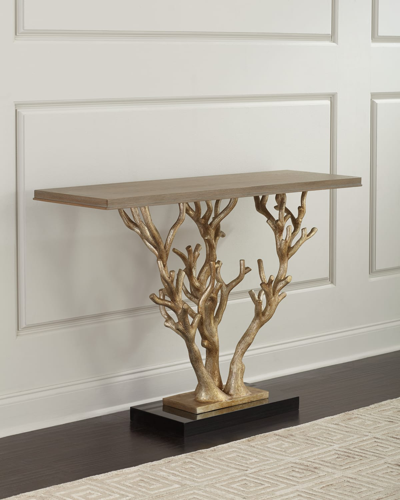 Ambella Woodland Ornate Console Table In Gold