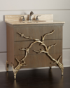 Ambella Branch Travertine-top Vanity With Porcelain Sink In Tan