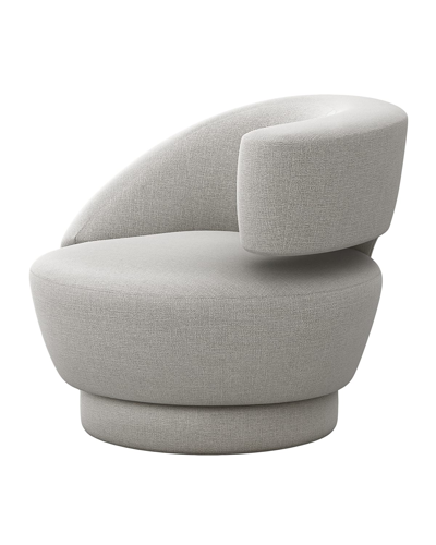 Interlude Home Arabella Right-arm Swivel Chair In Faux Linen Gray
