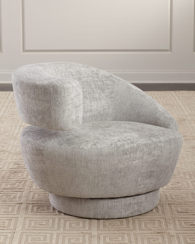 Interlude Home Arabella Left-arm Swivel Chair In Faux Linen Pearl