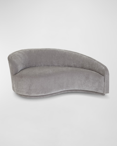 Interlude Home Dana Left Curved Chaise In Gray Velvet