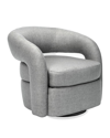 Interlude Home Targa Swivel Chair In Faux Linen Gray