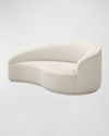 Interlude Home Dana Right Curved Chaise In Faux Linen Pearl