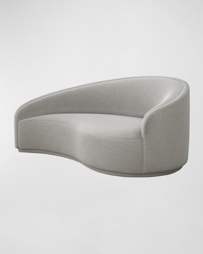 Interlude Home Dana Right Curved Chaise In Faux Linen Gray