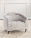 Interlude Home Capri Chair In Faux Linen Gray