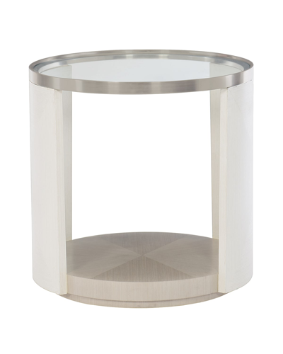 Bernhardt Axiom Glass-top Oval Side Table In White