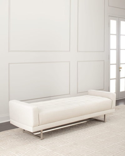 Interlude Home Luca King Bench In Faux Linen Pearl