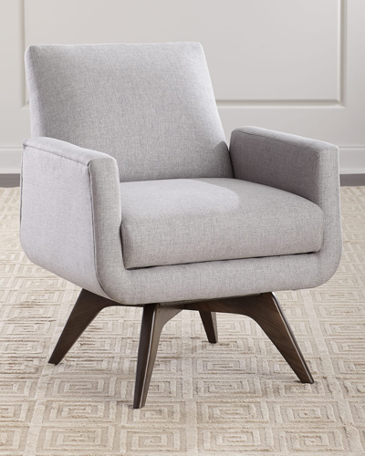 Interlude Home Landon Swivel Chair In Faux Linen Pearl