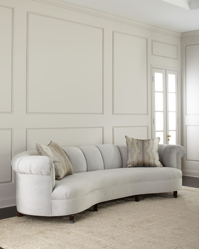 Haute House Audrey Channel Tufted Sofa 123" In Light Gray