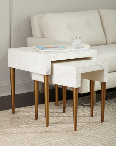 John-richard Collection Kano Nesting Tables In White/gold