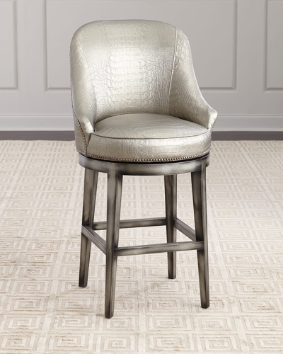 Old Hickory Tannery Ashton Bar Stool, 30" In Gray