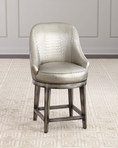 Old Hickory Tannery Ashton Counter Stool, 24" In Platinum