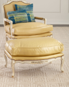 Old Hickory Tannery Garten Leather Ottoman In Yellow
