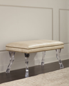 Massoud Centaur Croc-embossed Leather Bench In White