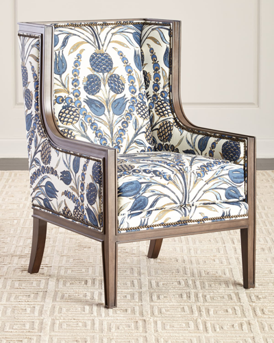 Massoud Ember Linen Accent Chair In Navy