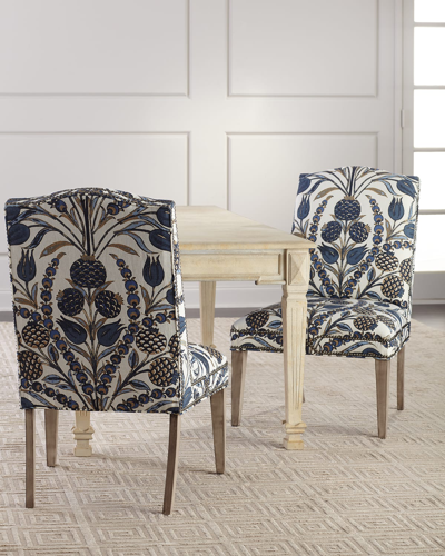 Massoud Ember Dining Chair In Blue Pattern
