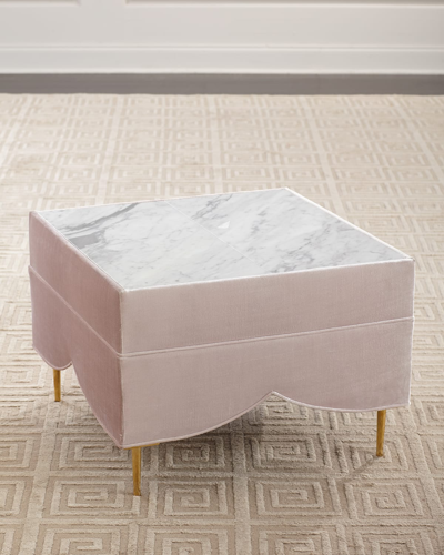 Haute House Valentina Marble Cocktail Ottoman In Pink