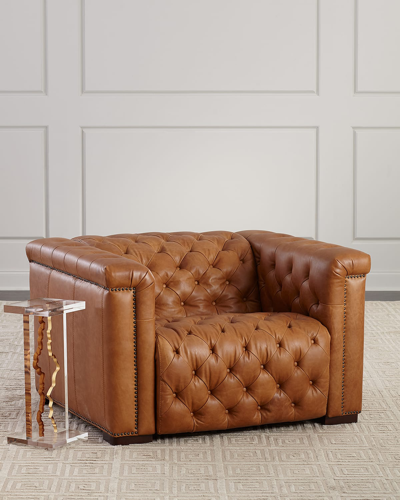 Hooker Furniture Luca Tufted Leather Motion Chair In Camel