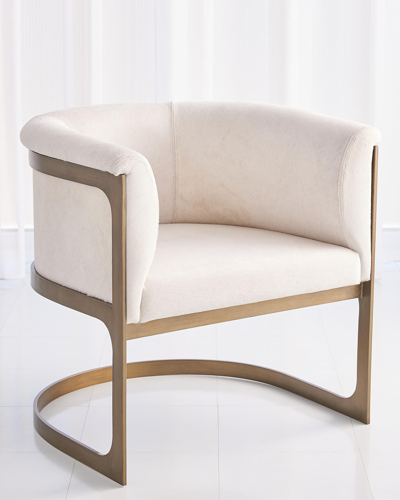 Global Views Regan Hair On Hide Barrel Chair In Ivory