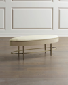 Global Views Ellipse Leather Oval Bench In Neutral