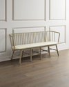 Global Views Lora Leather Spindle Bench In Beige