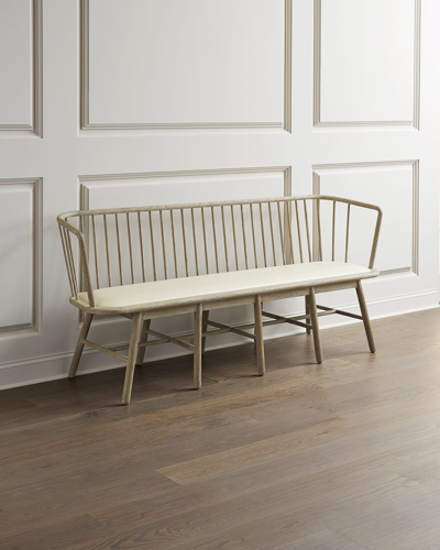 Global Views Lora Leather Spindle Bench In Neutral