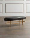 Global Views Ellipse Leather Oval Bench In Black